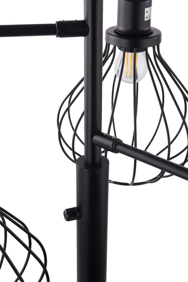 Living and Home Modern Industrial Black 3-Head Floor Lamp with Lantern Style Shade