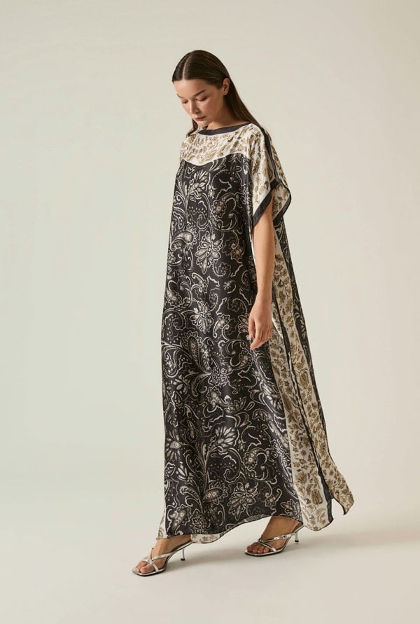 Floral paisley maxi kaftan with relaxed fit