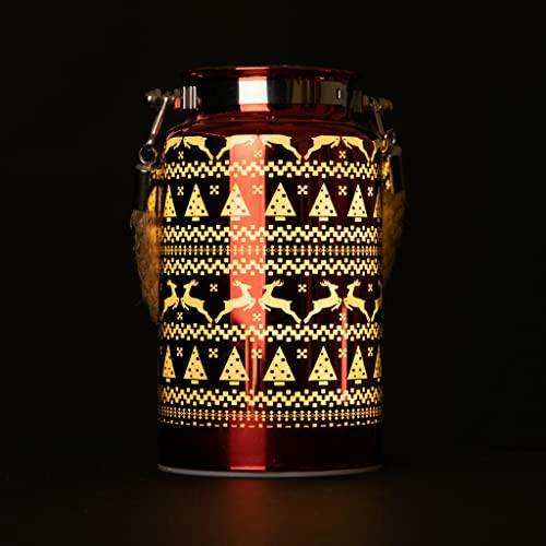 16cm Christmas Skandi Design Decorated Jar Table Lantern with Warm White LED Lights image 6