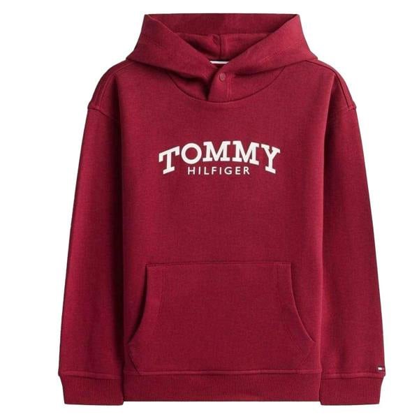 Tommy Hilfiger Childrens/Kids Logo Hooded Drawstring Hoodie - Cherry Red - 