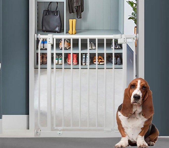 Bettacare Elite Pressure Dog Gate, 71cm - 80cm, Matt White, Pressure Fit Pet Gate for Dog and Puppy