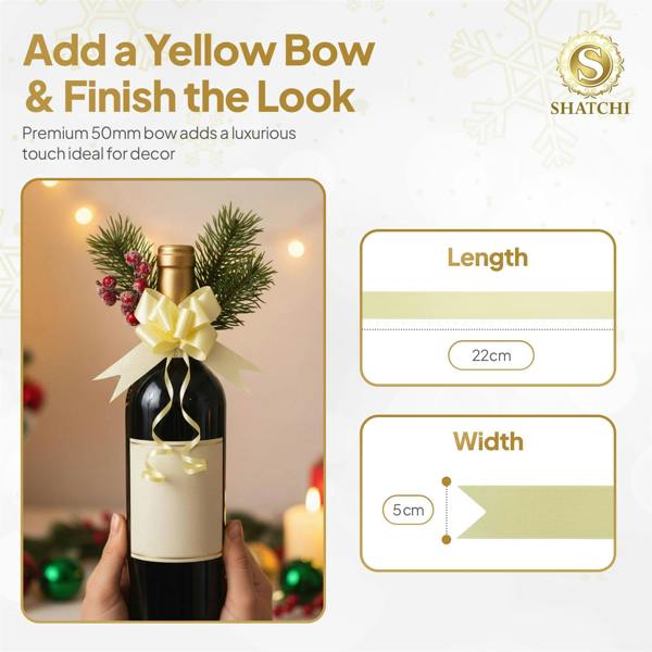 50mm Light Yellow Pull Bows, Multi-Pack Ribbon Gift Bows for Wrapping, Hampers and Décor image 9