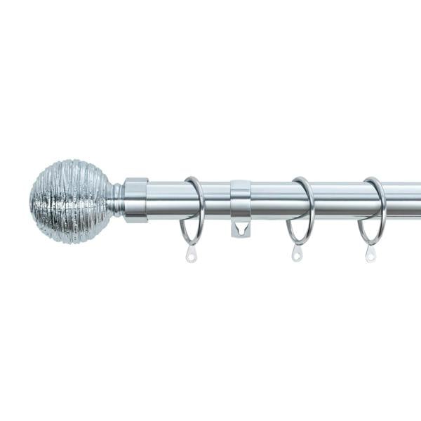 A.Unique Home Etched Ball Metal Extendable Curtain Pole with Rings and Fittings, In a Variety of Colours and Sizes (25/28mm)