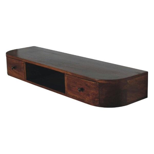 Wyld Haus Waimea Curved 2 Drawer Wall Mounted Console Mango Wood