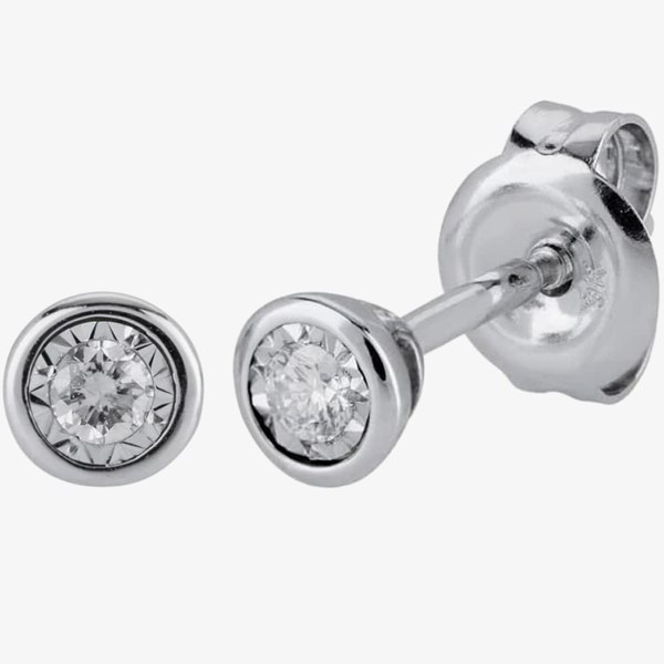 T. H. Baker 9ct White Gold 0.06ct Diamond Stud Earrings TH0123486