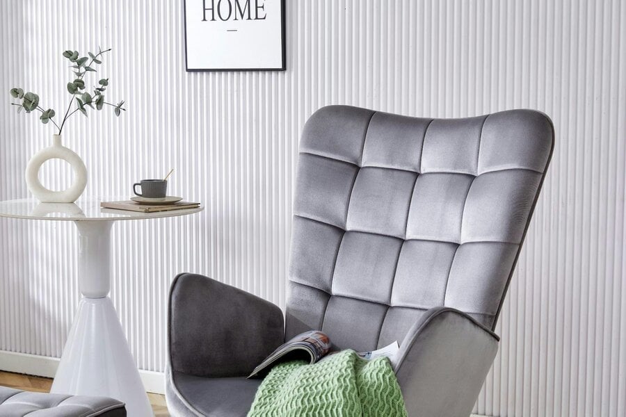 Kosy Koala Recliner sofa lounge chair with footstool grey velvet sofa living room furniture