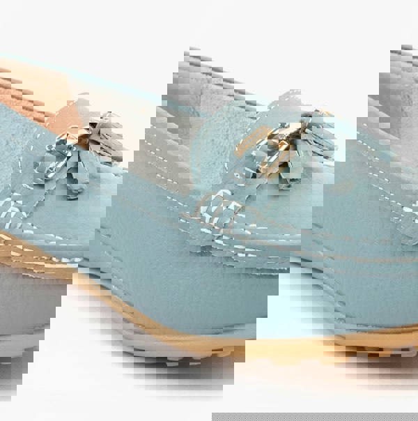 Boulevard CAMILLA Womens Leather Tassle Loafers Baby Blue