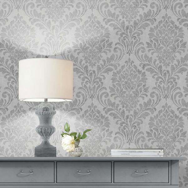 Darcy James Eleanor Damask Grey Wallpaper image 5