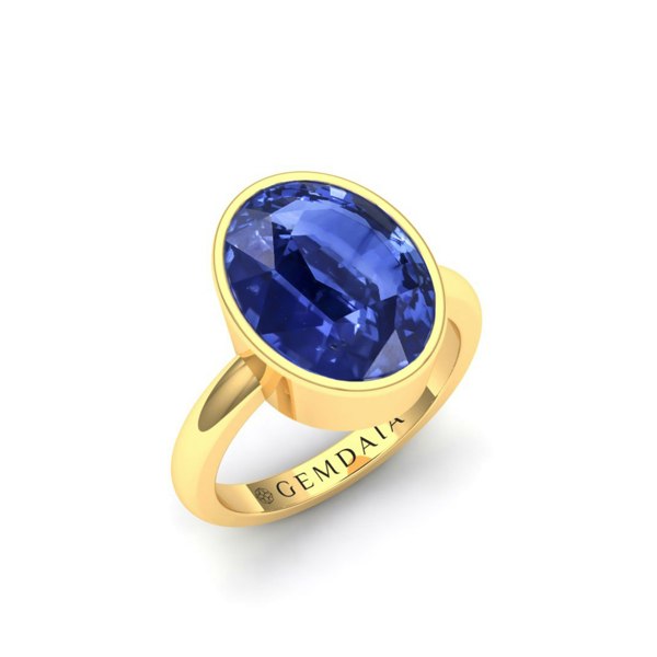 Gemdaia 7.5 Carat Cornflower Blue Sapphire Bezel Ring 'Natural & Untreated