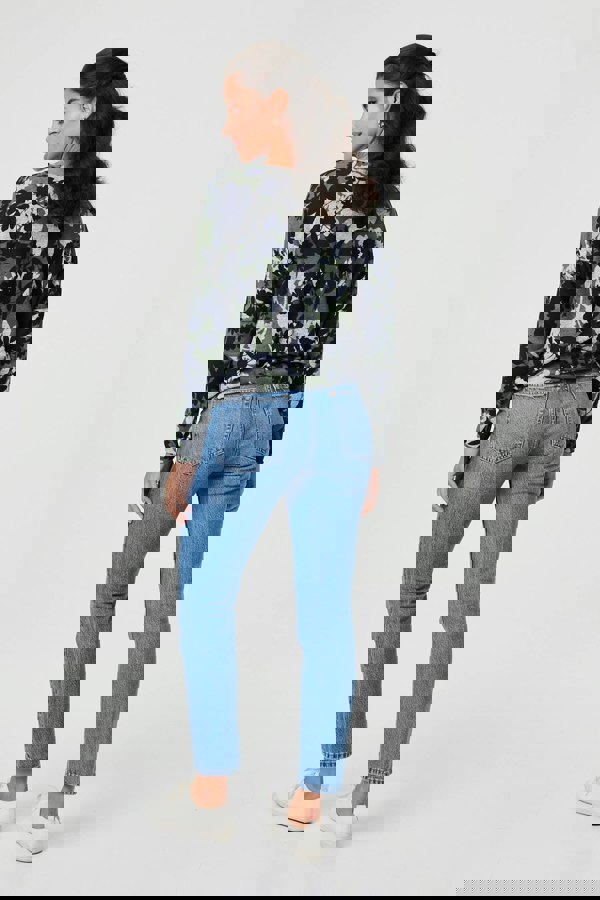 Green | Leaf Print Long Sleeve Relaxed Top
