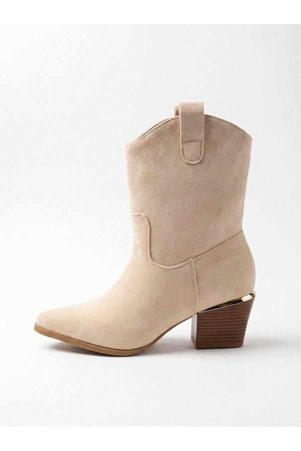 Jessie Womens Suede Western Ankle Boots - BEIGE