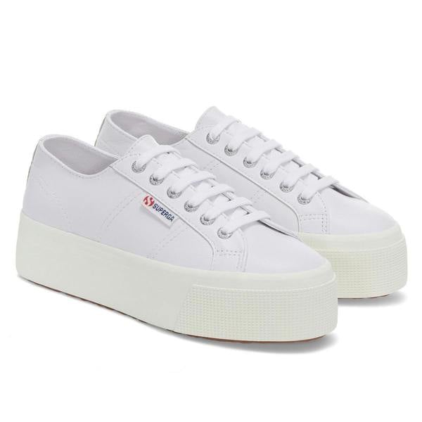 Superga Womens/Ladies 2790 Nappa Leather Trainers - Optical White Silver/Avorio - 