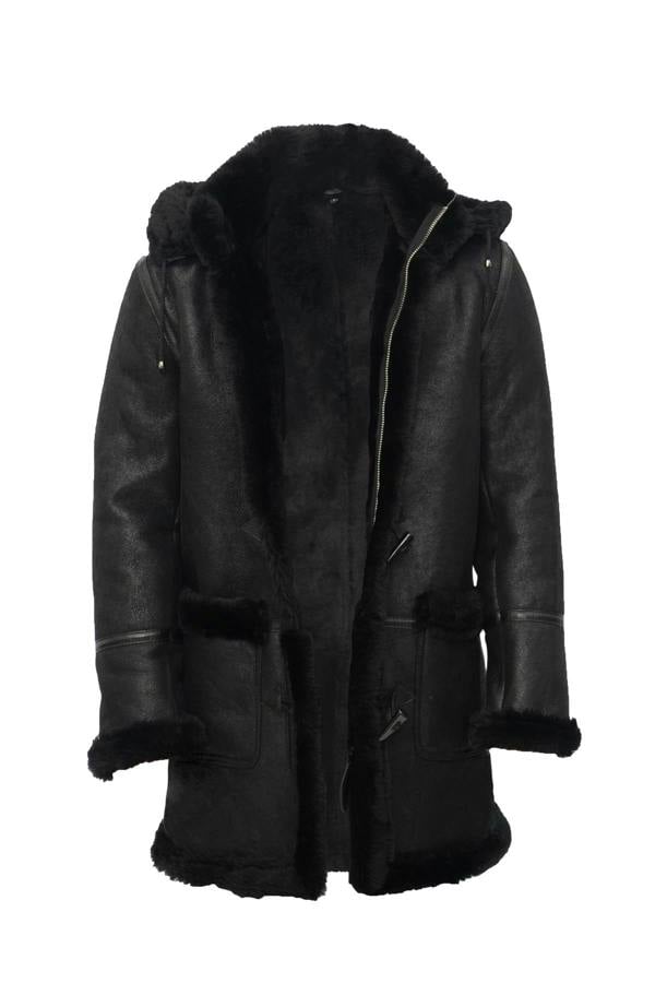 Infinity Leather Mens Winter Sheepskin Hooded Duffle Coat-Isleworth
