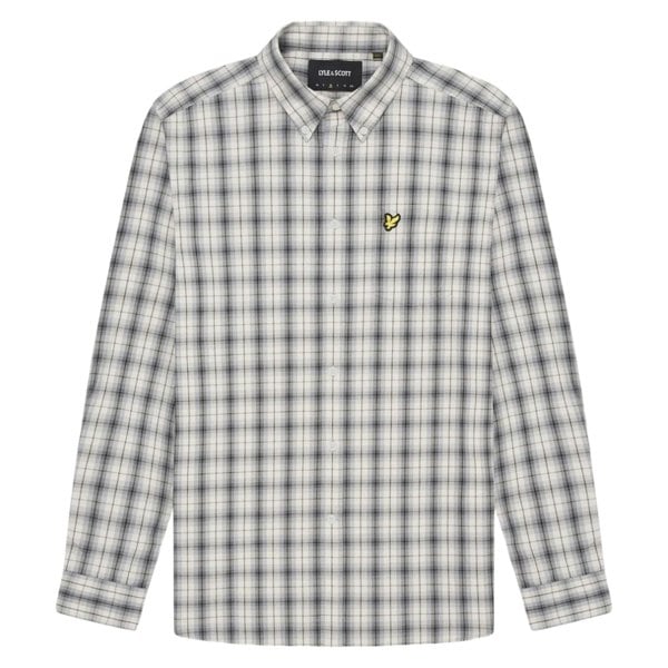 Lyle & Scott Washed Check Poplin Gunmetal Grey Long Sleeve Shirt S