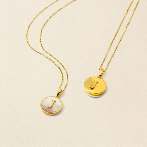Say It With Initial Pearl Token Necklace - Gold Plated