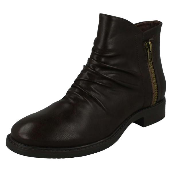 Spot On Ladies Spot On Low Heel Rouched Ankle Boot F51031