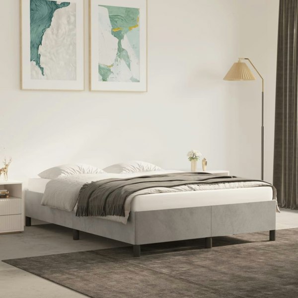 Berkfield Bed Frame Light Grey 135x190 cm 4FT6 Double Velvet
