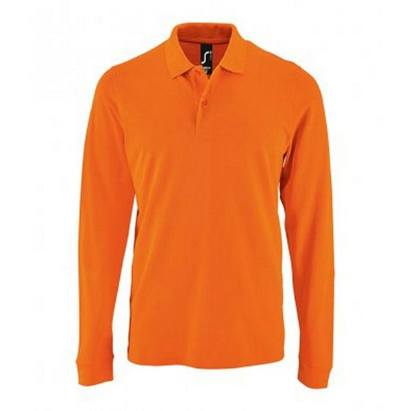 SOLS Mens Perfect Long Sleeve Pique Polo Shirt - Orange
