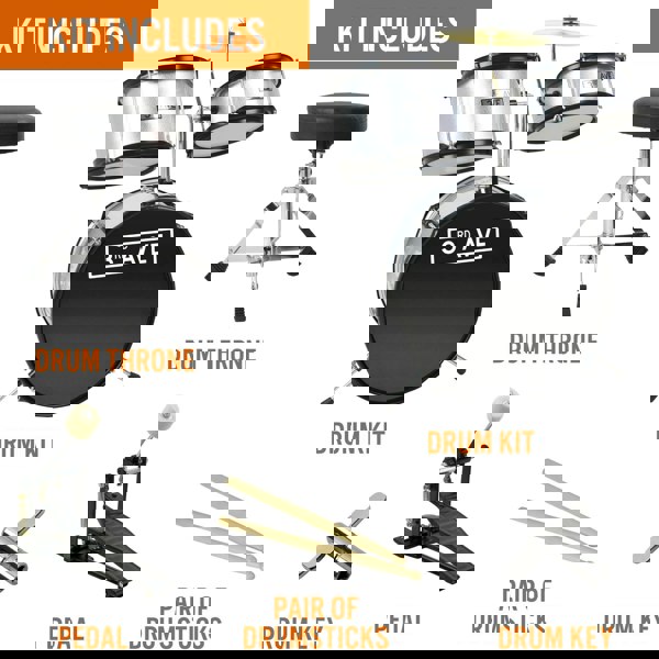 3rd Avenue 3 Piece Junior Drum Kit#colour_Silver