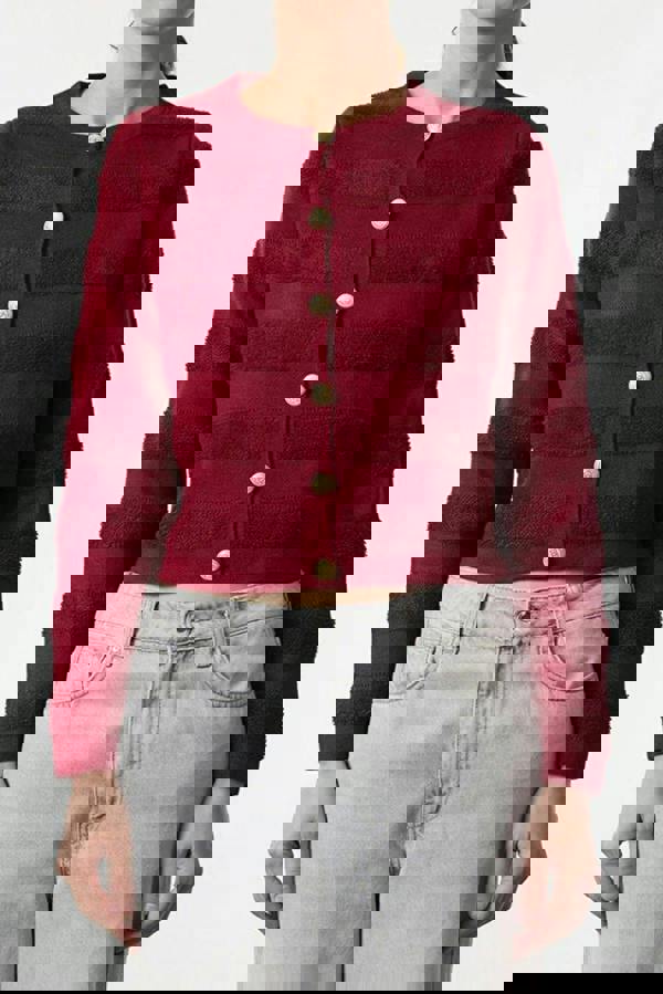 WOVCOR Crew Neck Knit Cardigan