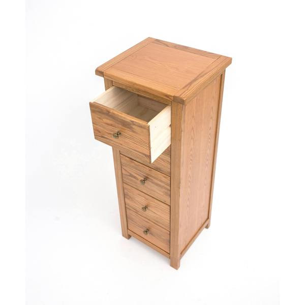 Cabinet Bits Trivento 5 Drawer Narrow Chest of Drawers Brass Knob