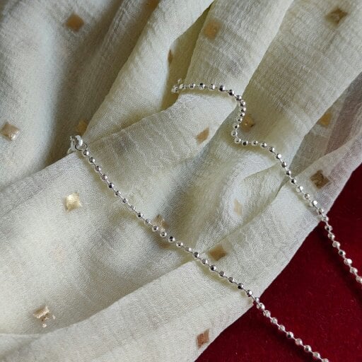 The Colourful Aura 925 Silver Silver Ball Slim Thin Payal Anklet