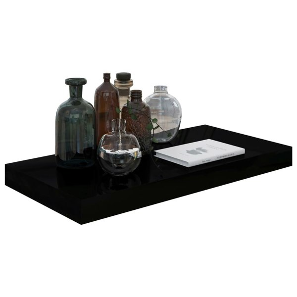 Berkfield Floating Wall Shelf High Gloss Black 50x23x3.8 cm MDF
