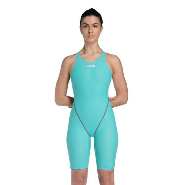 Teal Arena Powerskin ST NEXT open back wet swimsuit with silver accents