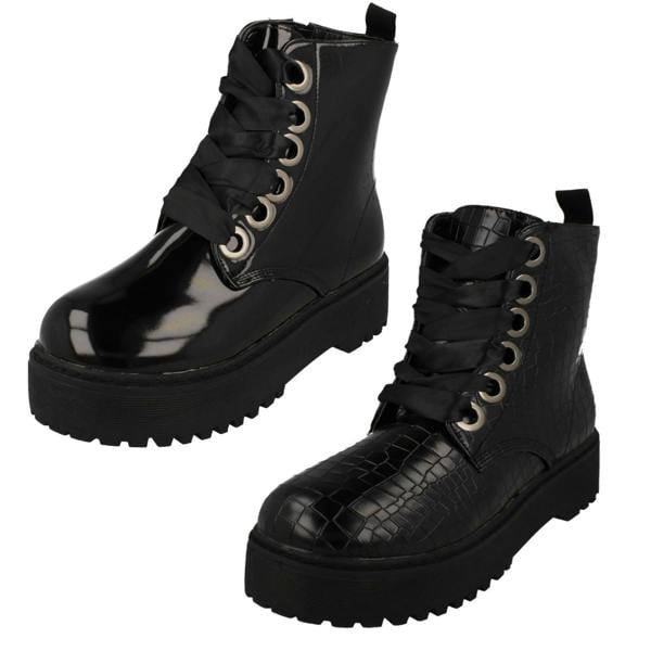 Spot On Ladies Spot On Platform Ankle Boots F51044