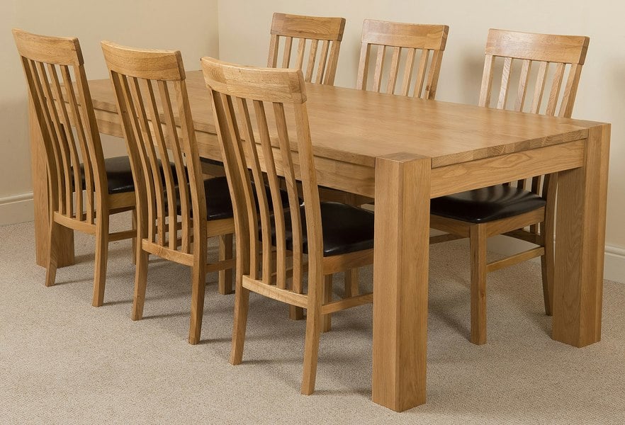 That's Furniture Kuba Extra Large Oak Dining Table with Harvard Oak Chairs