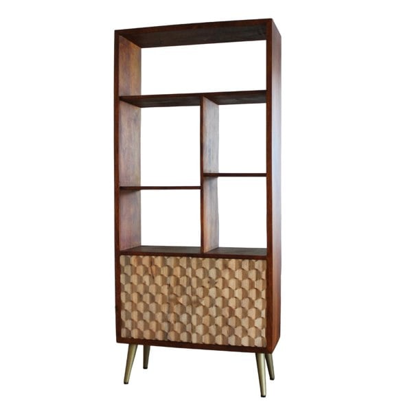 IH Design Camille Retro Multi shelf bookcase with 2 Doors