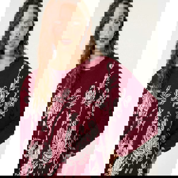 Blue Vanilla Embroidered Round Neck Jumper