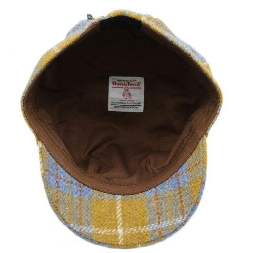 Heather Hats & Accessories Harris Tweed Traditional Cadet Cap, Satin Lining, Outdoor Wear, Lichen Mustard