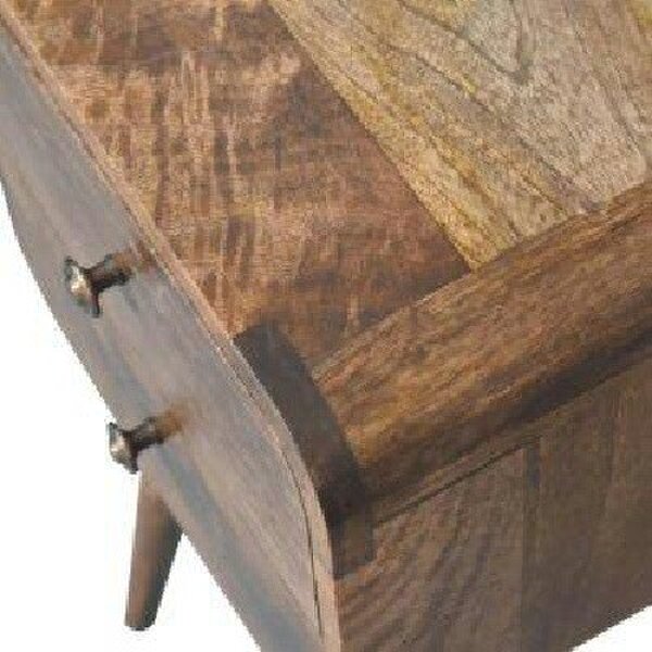 Wyld Haus Peschiera Mini Curved Grey Washed Bedside Table Mango Wood