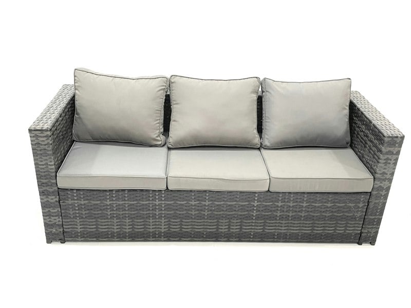 Fimous 6 Seater Rattan Garden Sofa Lounge Set with Coffee Table & 2 Footstools - Dark Grey