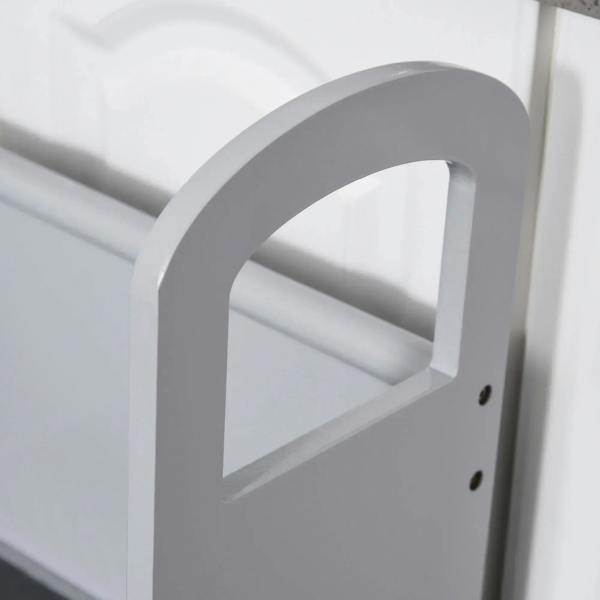 Grey step stool handle arch with curved top cutout