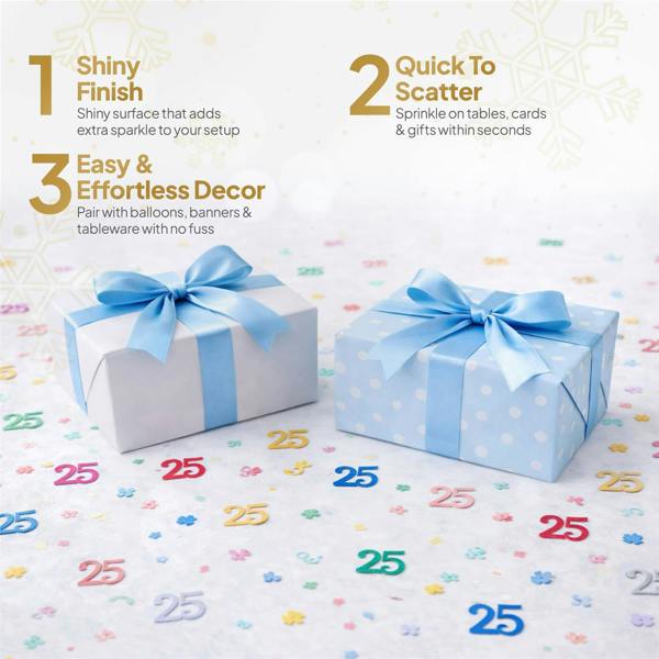 25th Birthday Multicolour Foil Metallic Confetti Party Decoration Packs, 1, 2 or 4 Pack image 6