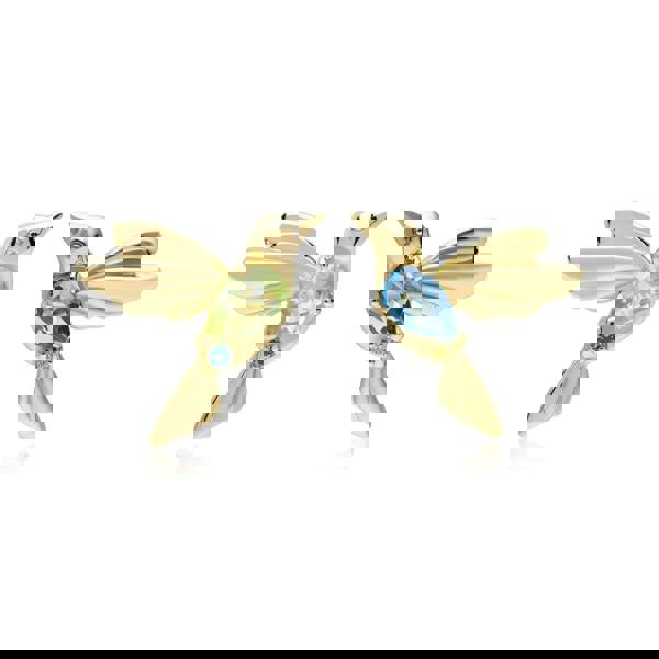 Gemondo ECFEW™ Peridot and Blue Topaz Hummingbird Stud Earrings in 925 Sterling Silver