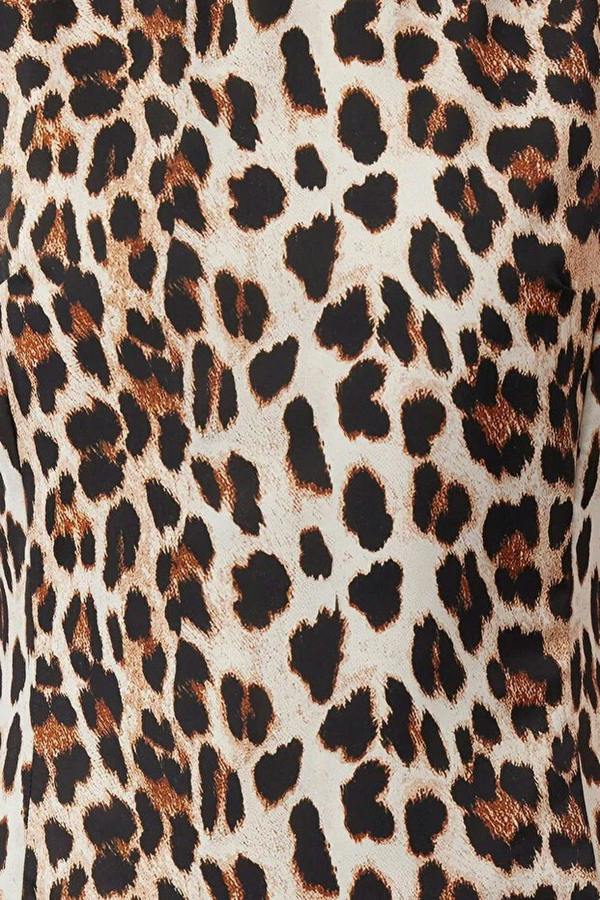 WOVCOR Leopard Print Mini Satin Woven Dress
