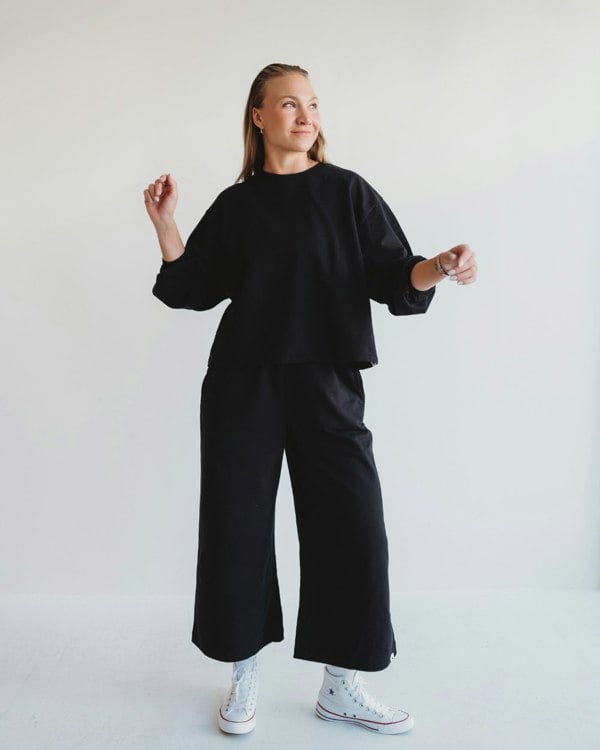 organic cotton Noor Black Wide Leg Trousers- image 3