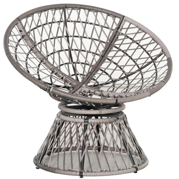Woven rattan Papasan chair base with grey rim and round seating platform
