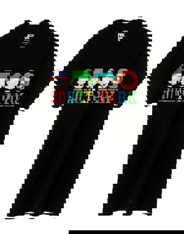 South Park Mens Black Character Logo Short Sleeved T-Shirt