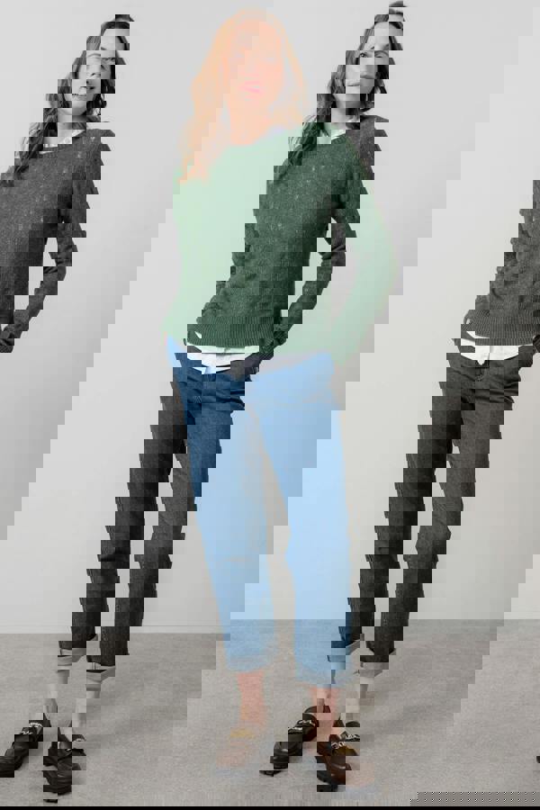 Lily & Me Harefield Pointelle Knit Jumper Pine Green