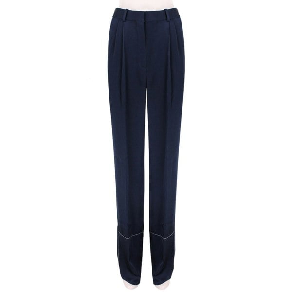 Sonia Rykiel runway collection wide leg trousers in a dark blue satin