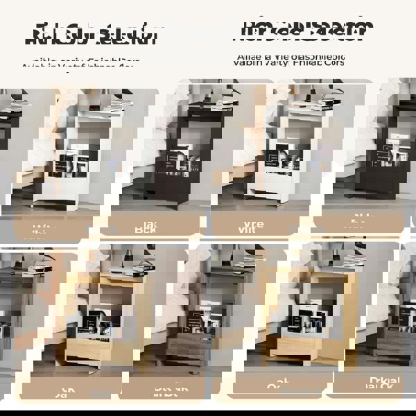 Levede Slim Side Table 2 Tier with Magazine Storage Narrow End Table 55x20x60cm