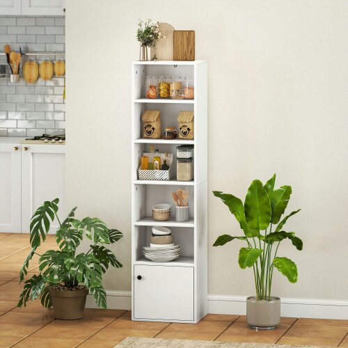 Wyld Haus Vari Wooden White Tall 6 Tier Bookcase 156cm