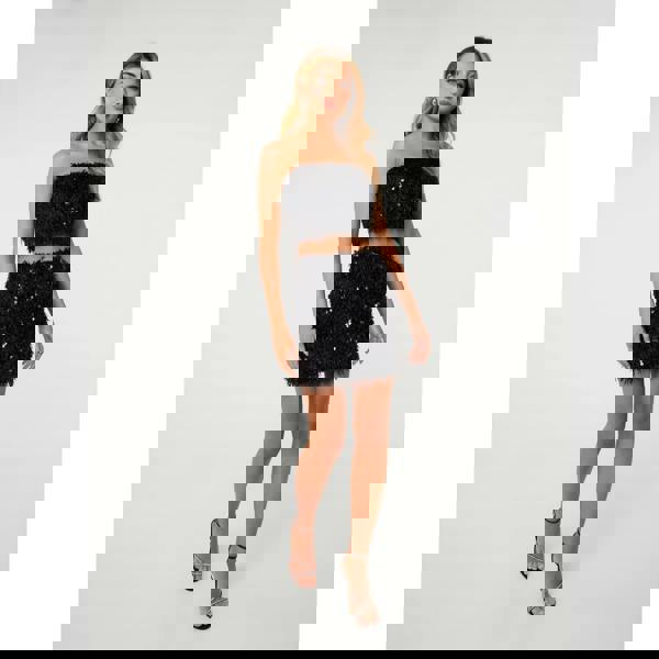 Pink Vanilla Feather Sequin Bandeau Top