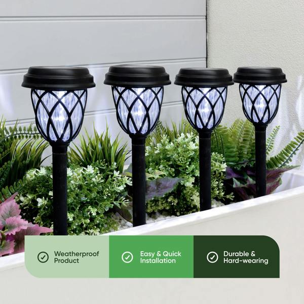 Gardenwize Pack of 4 Solar Stake Lights – Pathway LED Lights