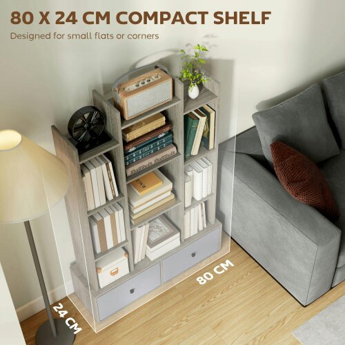 Wyld Haus Rive Keba Wooden Graphite Wood Effect 12 Compartment Storage Unit With Drawers
