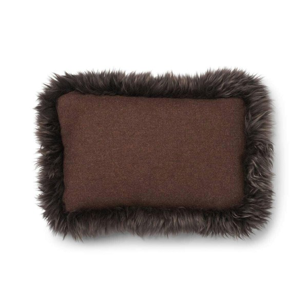 Natures Collection Wool Cushion | Long Wool Trim  | 52x52 cm